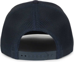 OC Sports WRA-103 Wranger Leather Patch Trucker Cap - Navy Navy | HIT a Double
