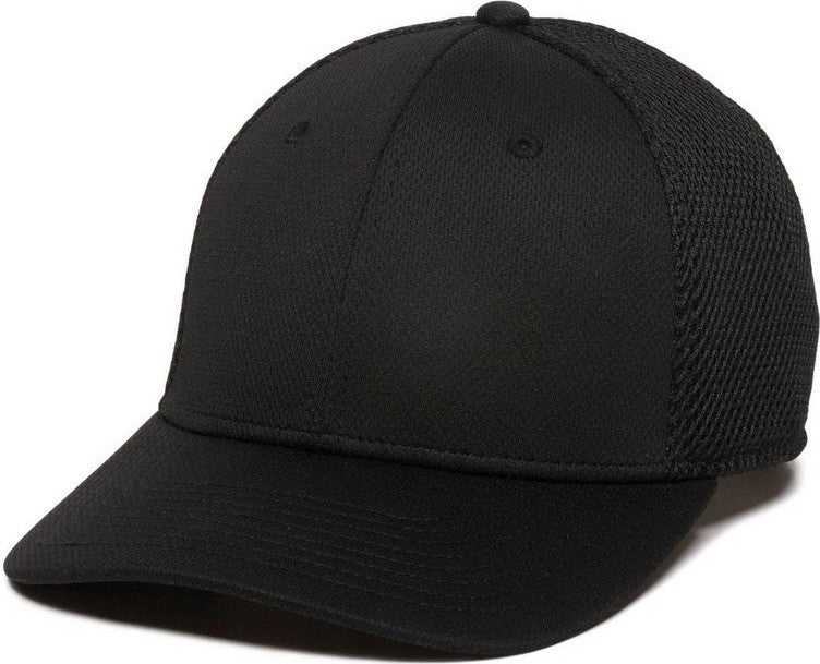 OC Sports MWS1125 Proflex Fit Sandwich Mesh Ball Cap - Dig Black Black | HIT a Double
