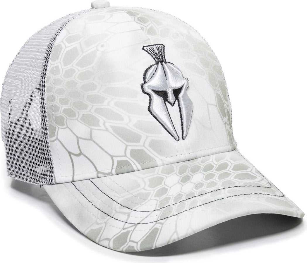 OC Sports KRY-027 Low Crown Polyester Camo Front Mesh Back Cap - Kryptek Wraith White | HIT a Double