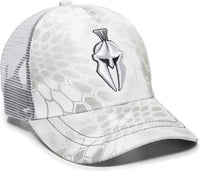 OC Sports KRY-027 Low Crown Polyester Camo Front Mesh Back Cap - Kryptek Wraith White | HIT a Double