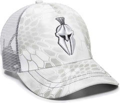 OC Sports KRY-027 Low Crown Polyester Camo Front Mesh Back Cap - Kryptek Wraith White | HIT a Double