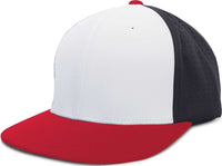 Pacific ES474 Perforated F3 Performance Flexfit Cap - White Navy Red | HIT a Double