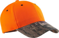 Port Authority C804 Enhanced Visibility Cap with Camo Brim - Orange Blaze Mossy Oak | HIT a Double