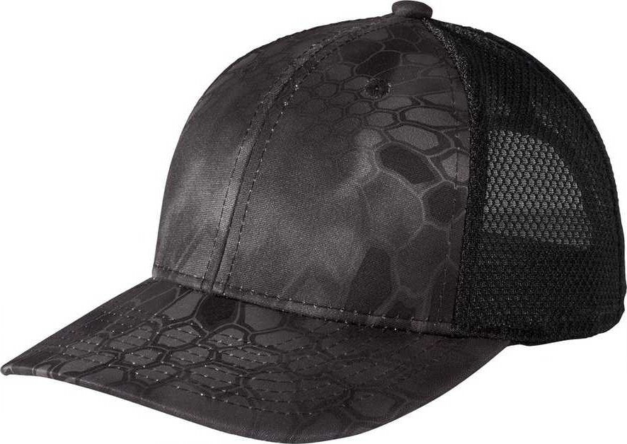 Port Authority C892 Performance Camouflage Mesh Back Snapback Cap - Kryptek Typhoon Black | HIT a Double