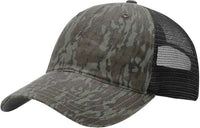 Richardson 111P Washed Printed Trucker Caps- Mossy Oak Bottomland Black | HIT a Double