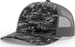 Richardson 112P Patterned Snapback Trucker Caps- Mossy Oak Elements Blacktip Charcoal | HIT a Double