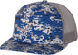 Richardson 112P Patterned Snapback Trucker Caps- Royal Digital Camo Charcoal | HIT a Double