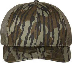 Richardson 112P Patterned Snapback Trucker Caps - Mossy Oak Bottomland Loden | HIT a Double