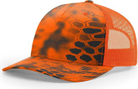 Richardson 112PFP 5 Panel Patterned Snapback Trucker Caps- Kryptek Inferno Blaze Orange | HIT a Double