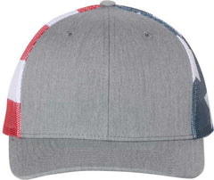 Richardson 112PM Printed Mesh-Back Trucker Caps- Heather Gray Flag | HIT a Double