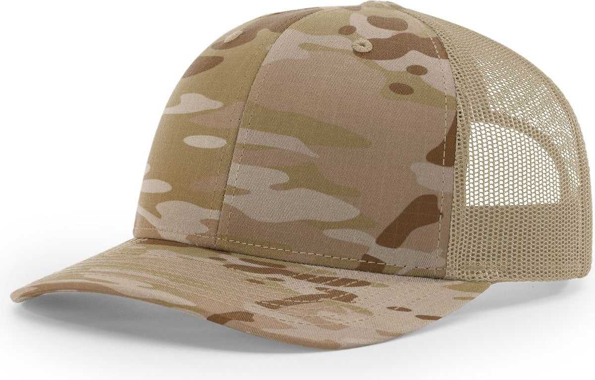 Richardson 112PT Printed Tactical Snapback Trucker Caps- Split Multicam Arid Tan | HIT a Double