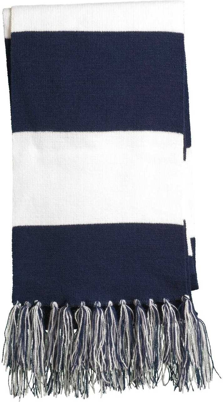 Sport-Tek STA02 Spectator Scarf - True Navy White | HIT a Double