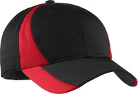 Sport-Tek STC11 Dry Zone Nylon Colorblock Cap - Black True Red | HIT a Double