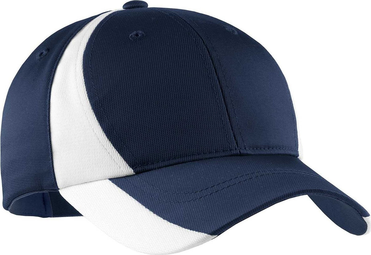 Sport-Tek STC11 Dry Zone Nylon Colorblock Cap - True Navy White | HIT a Double