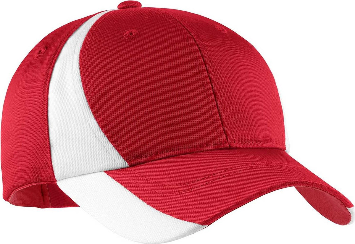 Sport-Tek STC11 Dry Zone Nylon Colorblock Cap - True Red White | HIT a Double