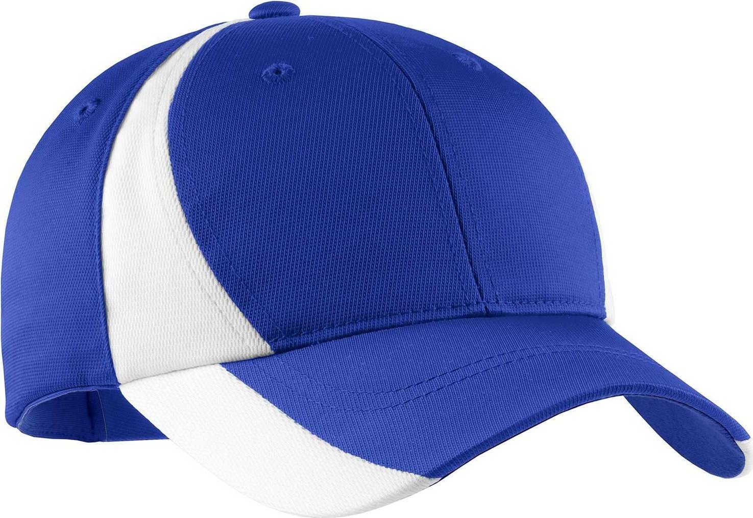 Sport-Tek STC11 Dry Zone Nylon Colorblock Cap - True Royal White | HIT a Double