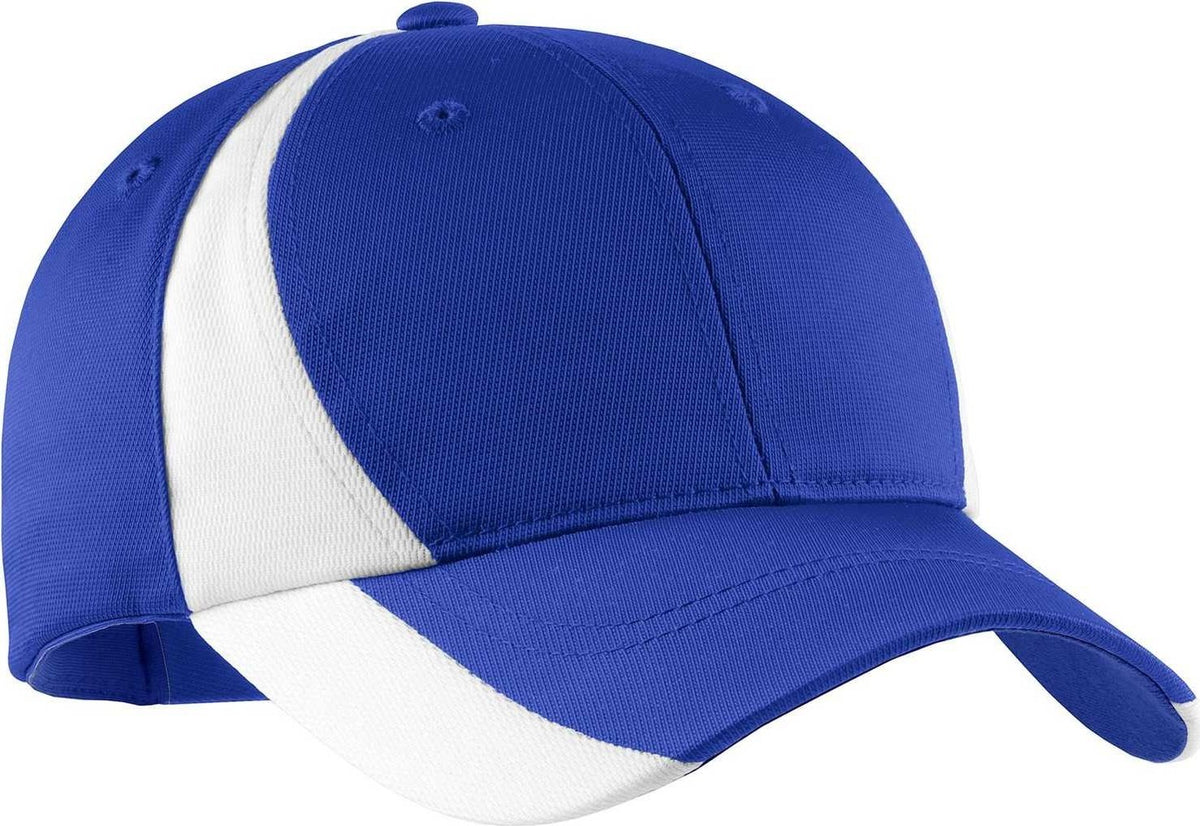 Sport-Tek STC11 Dry Zone Nylon Colorblock Cap - True Royal White | HIT a Double