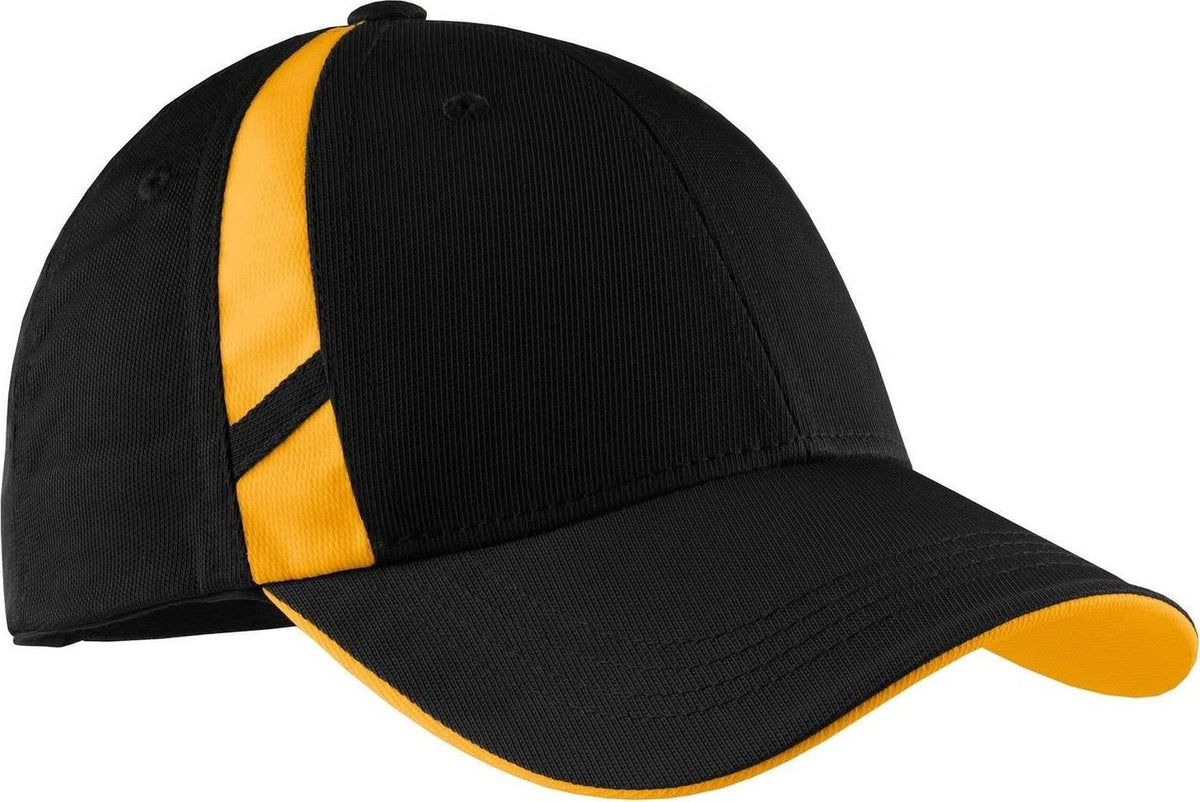 Sport-Tek STC12 Dry Zone Mesh Inset Cap - Black Gold | HIT a Double
