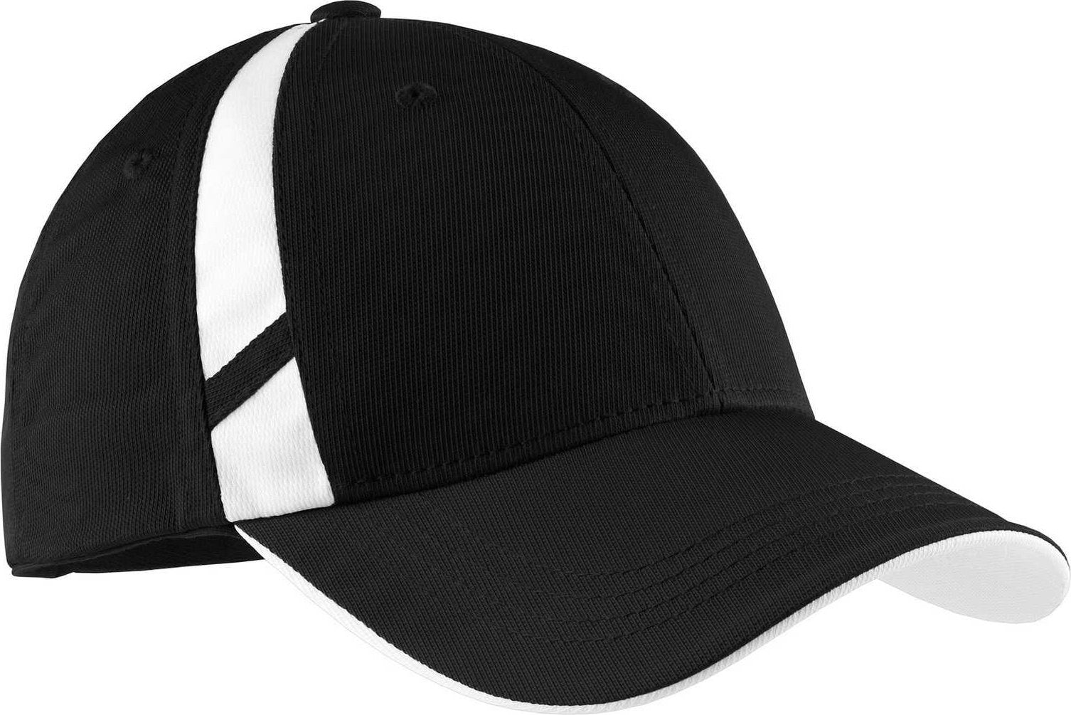 Sport-Tek STC12 Dry Zone Mesh Inset Cap - Black White | HIT a Double