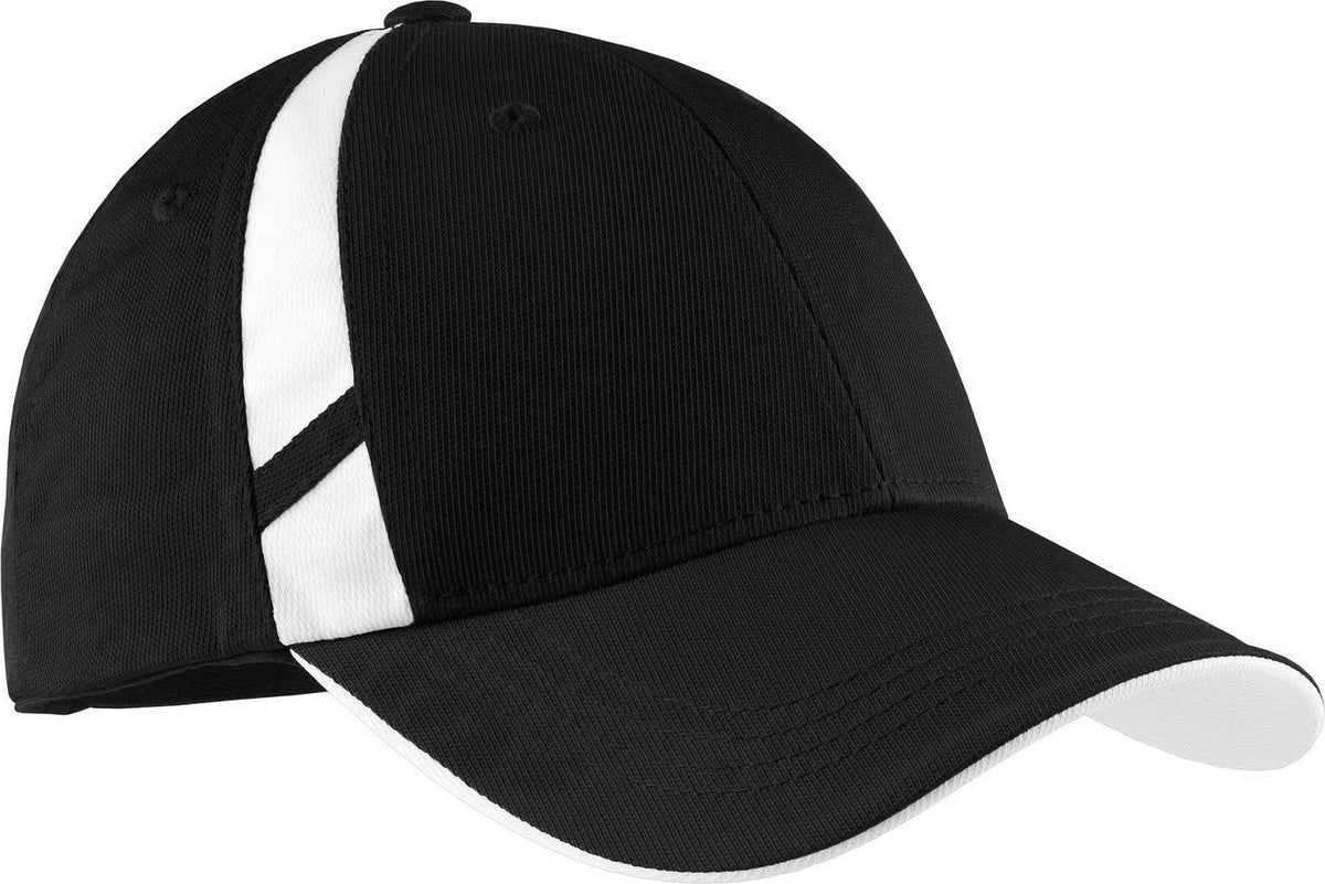 Sport-Tek STC12 Dry Zone Mesh Inset Cap - Black White | HIT a Double