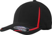 Sport-Tek STC16 Flexfit Performance Colorblock Cap - Black True Red | HIT a Double