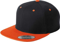 Sport-Tek STC19 Yupoong Flat Bill Snapback Cap - Black Deep Orange | HIT a Double