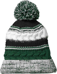 Sport-Tek STC21 Pom Pom Team Beanie - Forest Green Black White | HIT a Double
