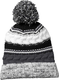Sport-Tek STC21 Pom Pom Team Beanie - Iron Gray Black White | HIT a Double