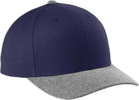 Sport-Tek STC43 Yupoong Curve Bill Snapback Cap - True Navy/ Gray Heather | HIT a Double