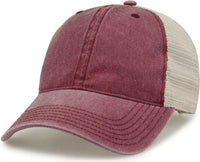The Game GB460 Pigment Dyed Twill & Soft Trucker Cap - Dark Maroon Sand | HIT a Double