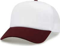 The Game GB473 Foam Front Trucker Cap - White Maroon | HIT a Double