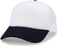 The Game GB473 Foam Front Trucker Cap - White Navy | HIT a Double