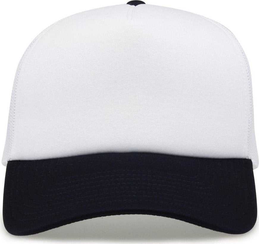 The Game GB473 Foam Front Trucker Cap - White Navy | HIT a Double