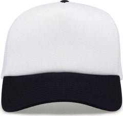 The Game GB473 Foam Front Trucker Cap - White Navy | HIT a Double