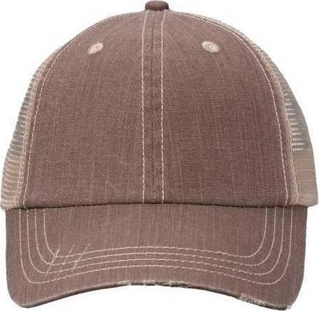 Valucap VC990 Contrast Stitch Cap - Brown/ Khaki | HIT a Double