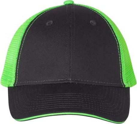 Valucap S102 Sandwich Trucker Cap - Charcoal Neon Green | HIT a Double