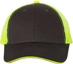 Valucap S102 Sandwich Trucker Cap - Charcoal Neon Yellow | HIT a Double