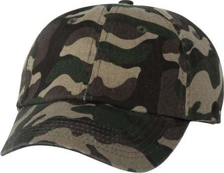 Valucap VC300A Adult Bio-Washed Classic Dads Cap - Green Camo | HIT a Double