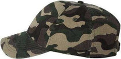 Valucap VC300A Adult Bio-Washed Classic Dads Cap - Green Camo | HIT a Double