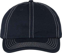 Valucap VC300A Adult Bio-Washed Classic Dads Cap - Navy Stone Stitch | HIT a Double