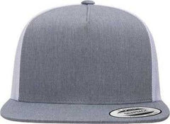 Yupoong 6006 Five-Panel Classic Trucker Cap - Heather/ White | HIT a Double