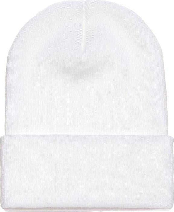 Yupoong 1501KC Classics Cuffed Knit Beanie - White | HIT a Double