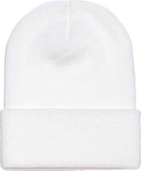 Yupoong 1501KC Classics Cuffed Knit Beanie - White | HIT a Double