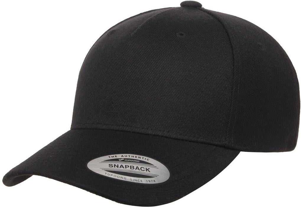 Yupoong 5789M Classics 5-Panel Premium Curved Visor Snapback Cap - Black | HIT a Double
