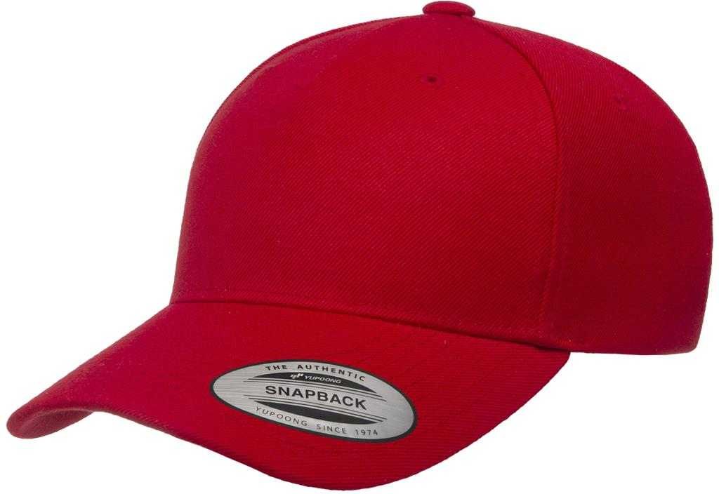 Yupoong 5789M Classics 5-Panel Premium Curved Visor Snapback Cap - Red | HIT a Double