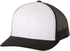 Yupoong 6606 Six-Panel Retro Trucker Cap - Black White Black | HIT a Double