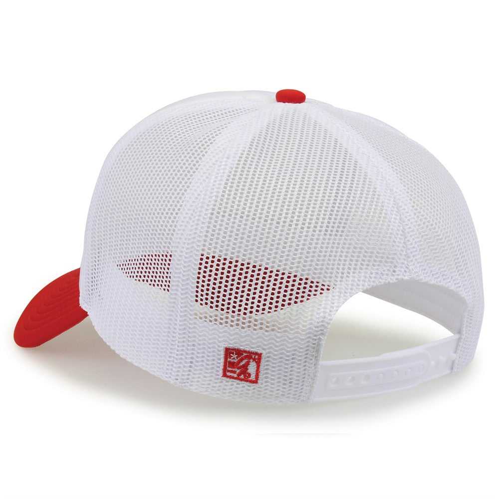 The Game GB473 Foam Front Trucker Cap - White Red - HIT a Double - 6