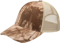 Adams OL102 Distressed Ollie Cap Brown Tie Dye Tan Brown Tan / One Size Fits Most