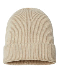 Atlantis Headwear ANDY Sustainable Fine Rib Cuffed Beanie - Light Beige - Khaki / One Size Fits Most