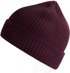 Atlantis Headwear Maple - Sustainable Finish Edge Knit Beanie - Burgundy Melange - Maroon / OSFM